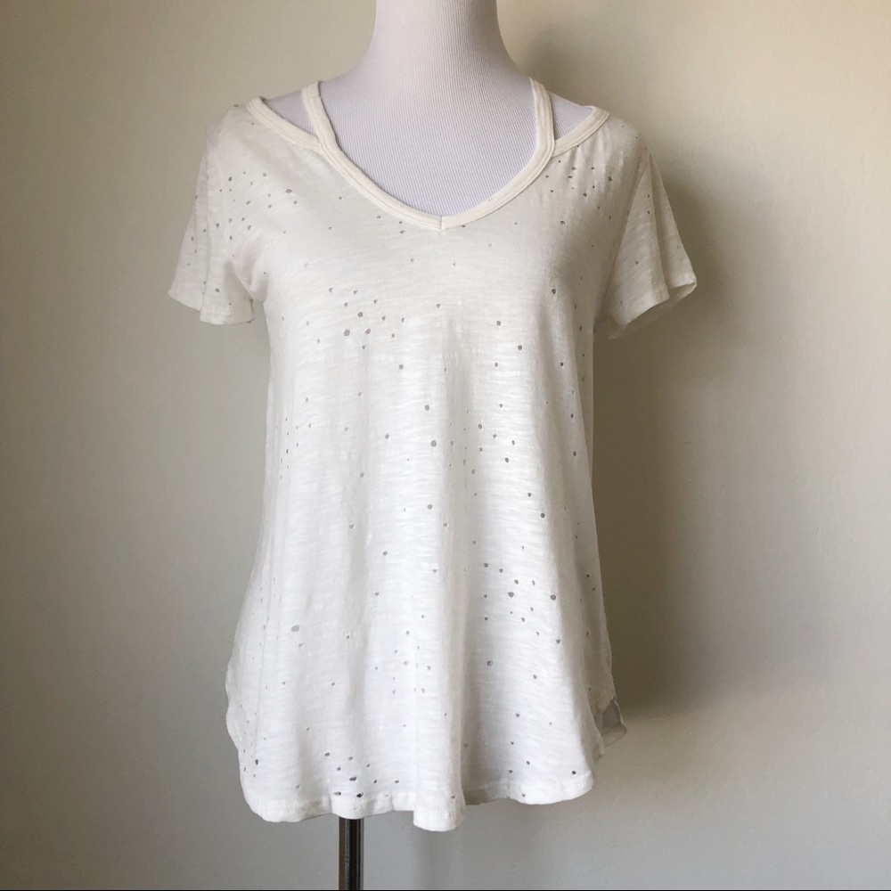 ALYA DSTRESSED T-SHIRT WITH CUT OUT SHOULDERS